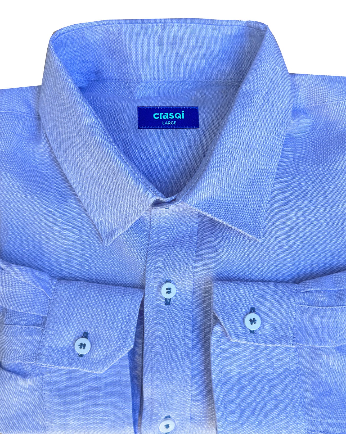 MALLORCA Linen Shirt - Azul Cielo/Navy Blue - CRASQI