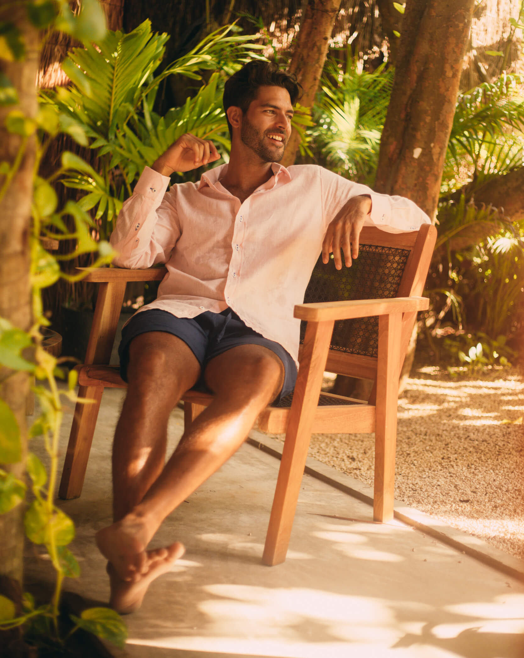 MALLORCA Linen Shirt - Pink/Blue/Blue - CRASQI