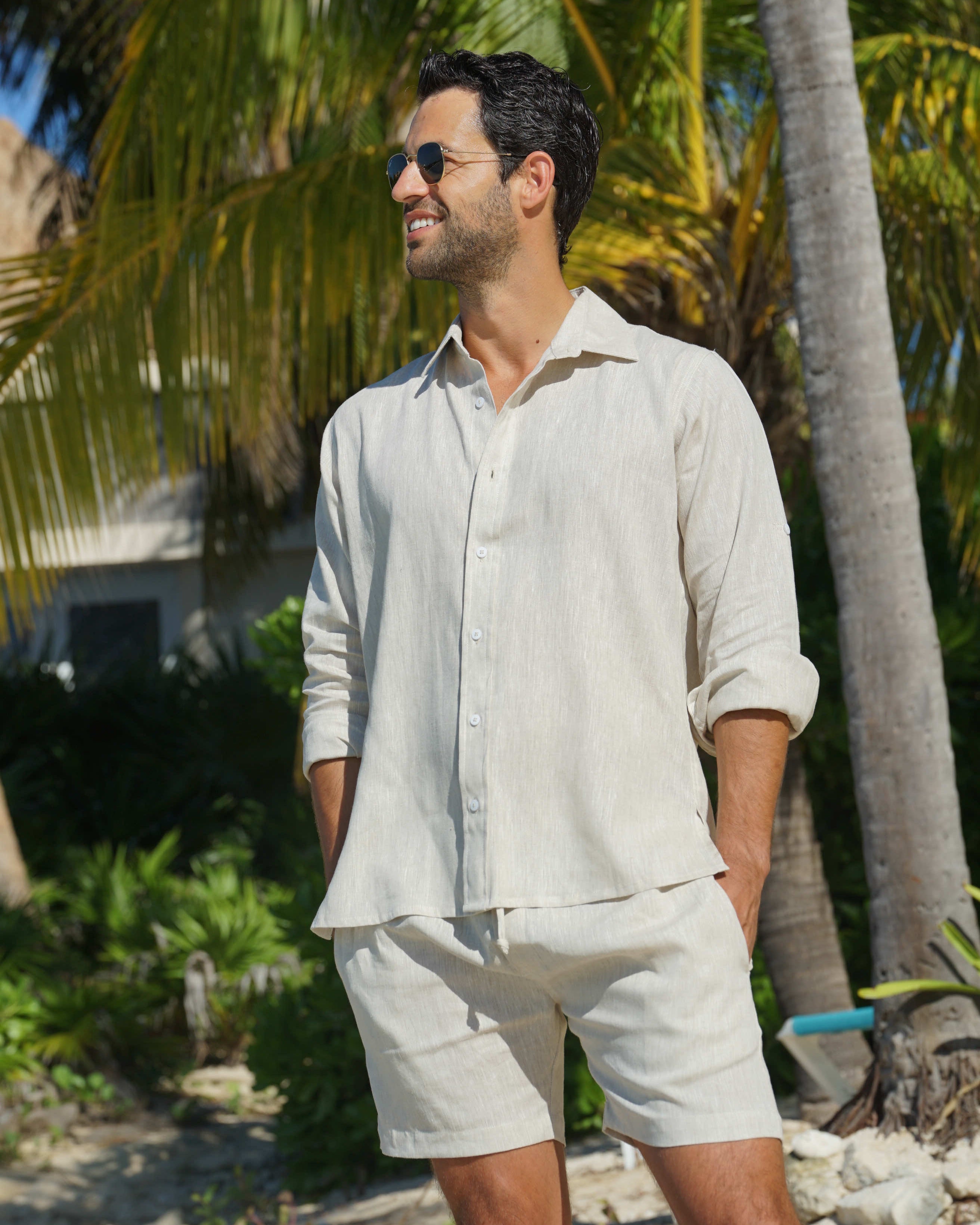 MALLORCA Linen Shirt - Sand/Sand - CRASQI