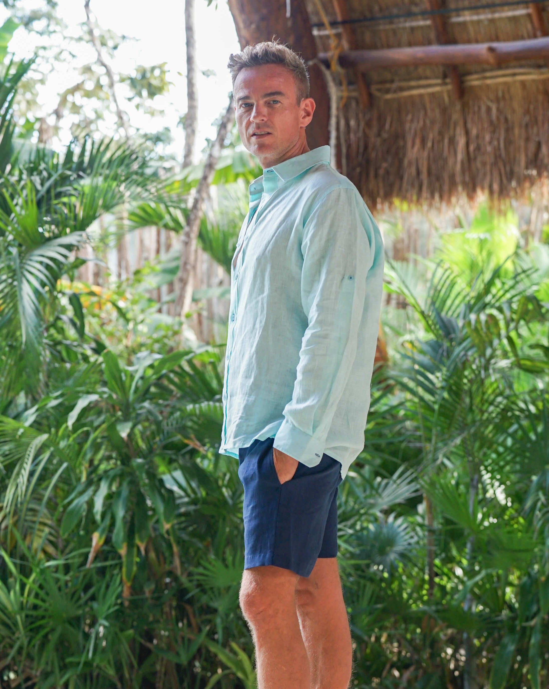 CAPRI Linen Bermudas - Navy Blue - CRASQI