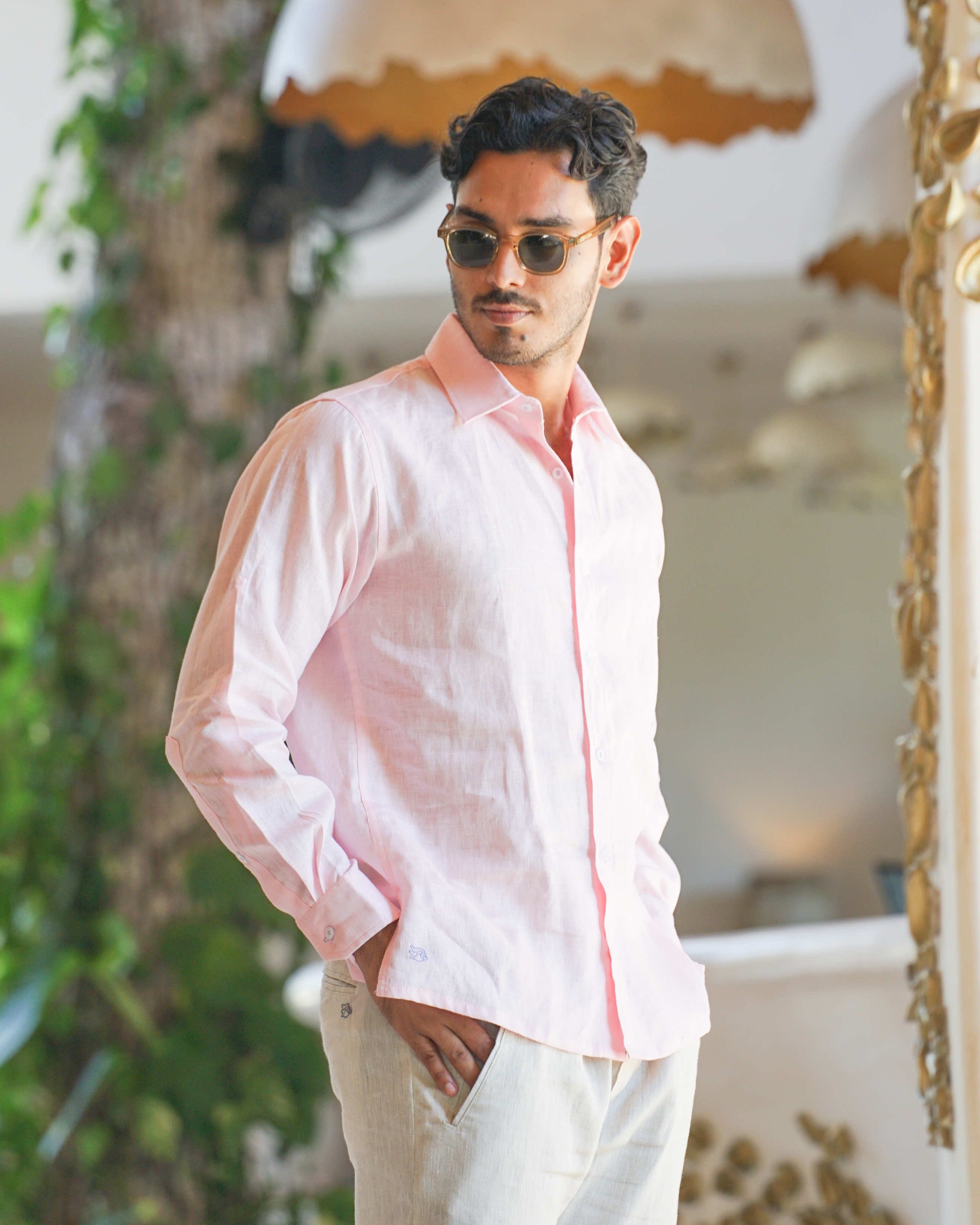 MALLORCA Linen Shirt - Pink/Pink - CRASQI