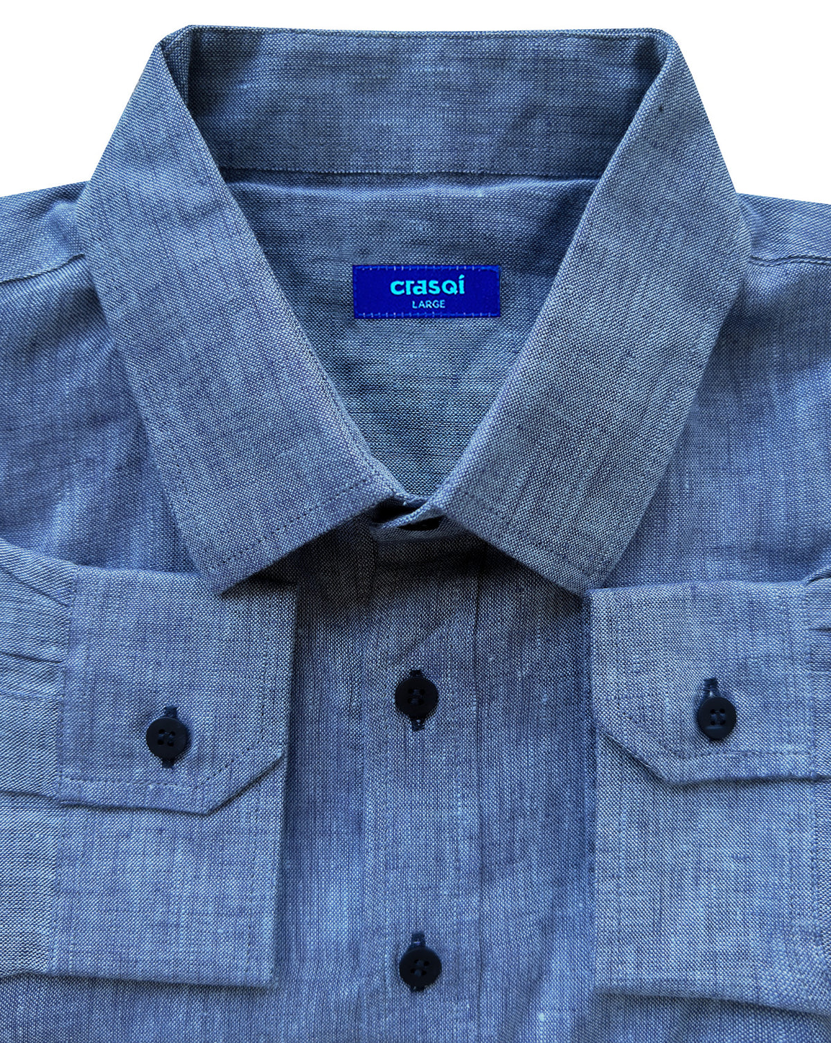 MALLORCA Linen Shirt - Navy Blue Jaspe/Navy - CRASQI