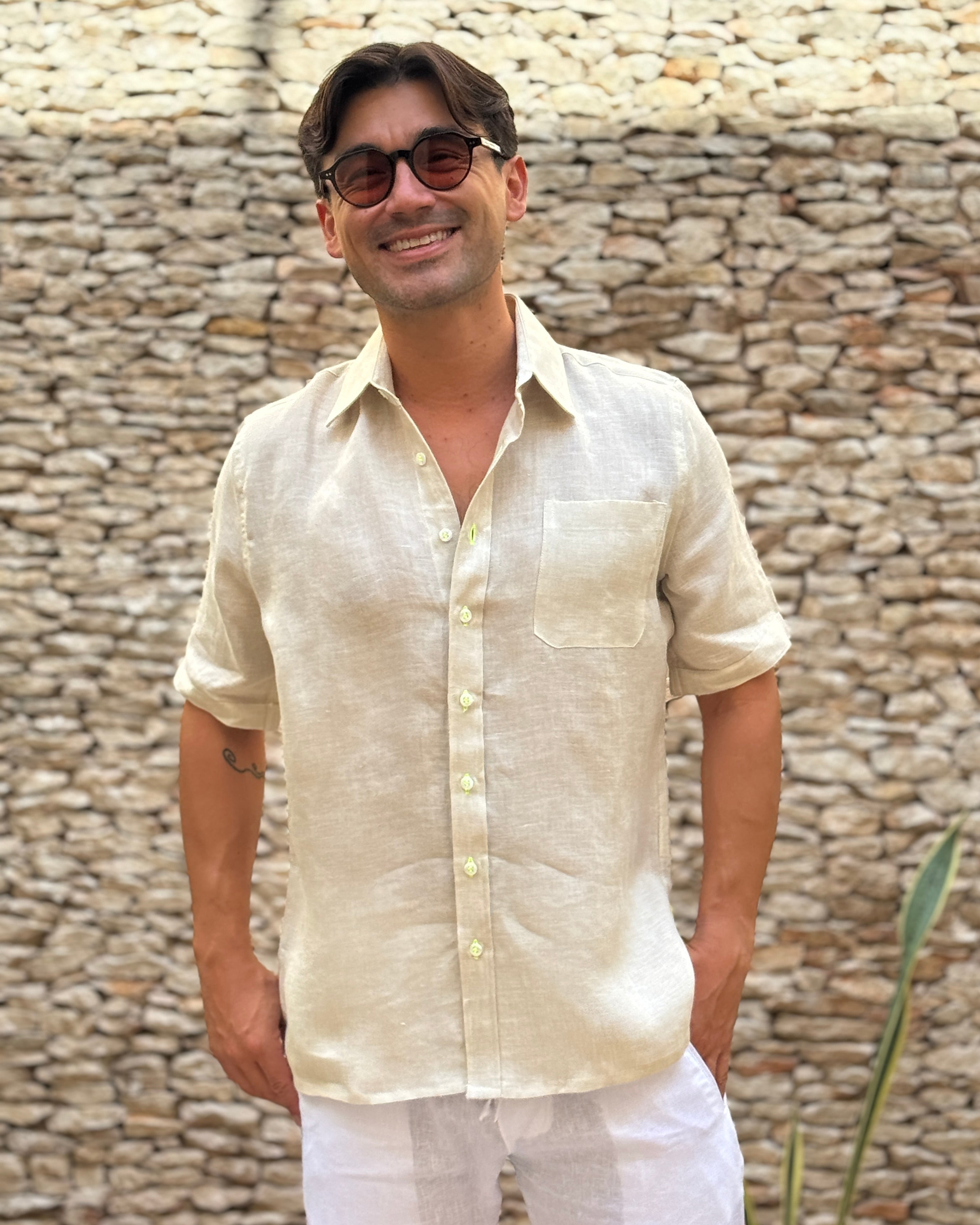MARBELLA Linen Shirt - Sand/Sand - CRASQI