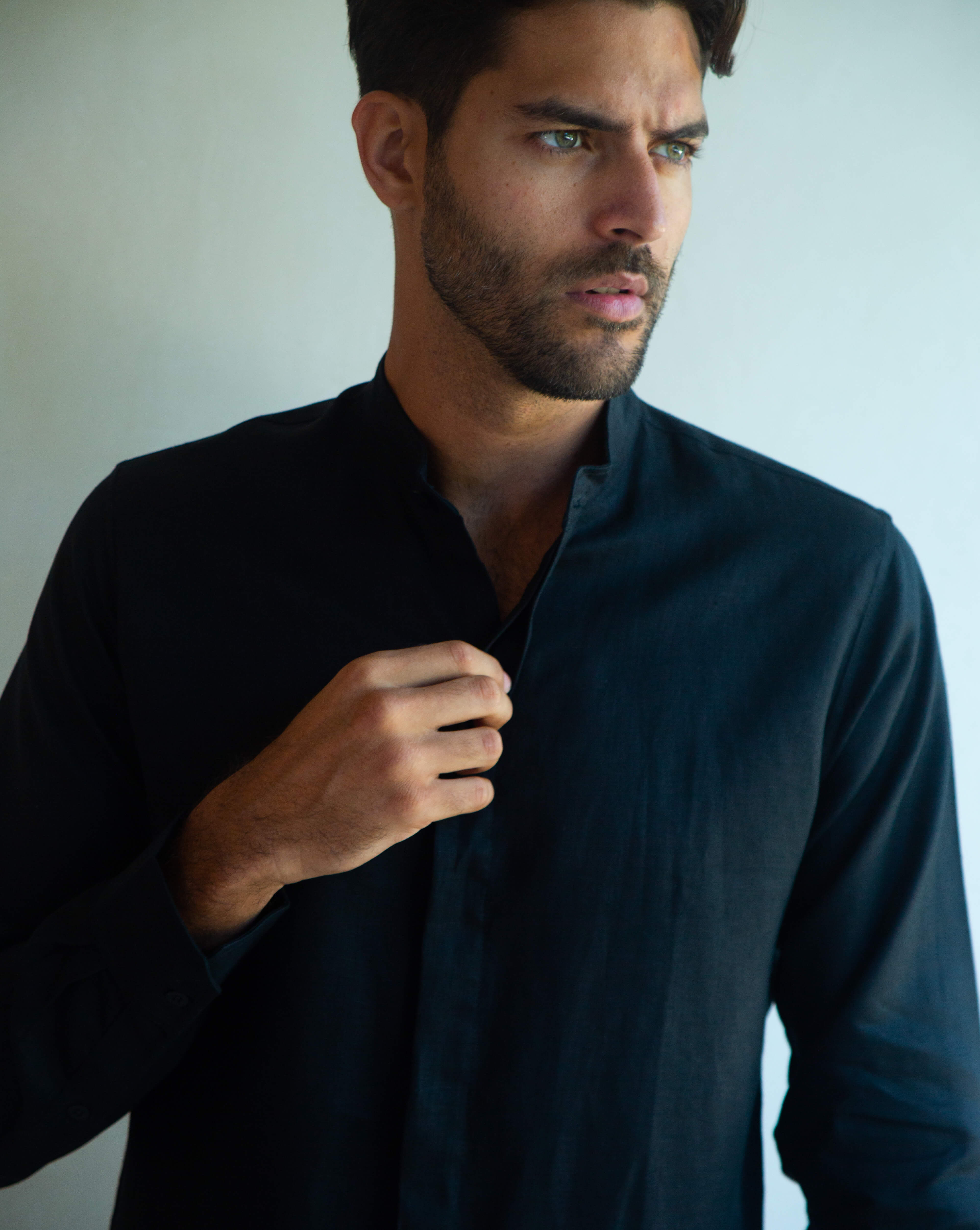 MENORCA Linen Shirt - Black/Black - CRASQI