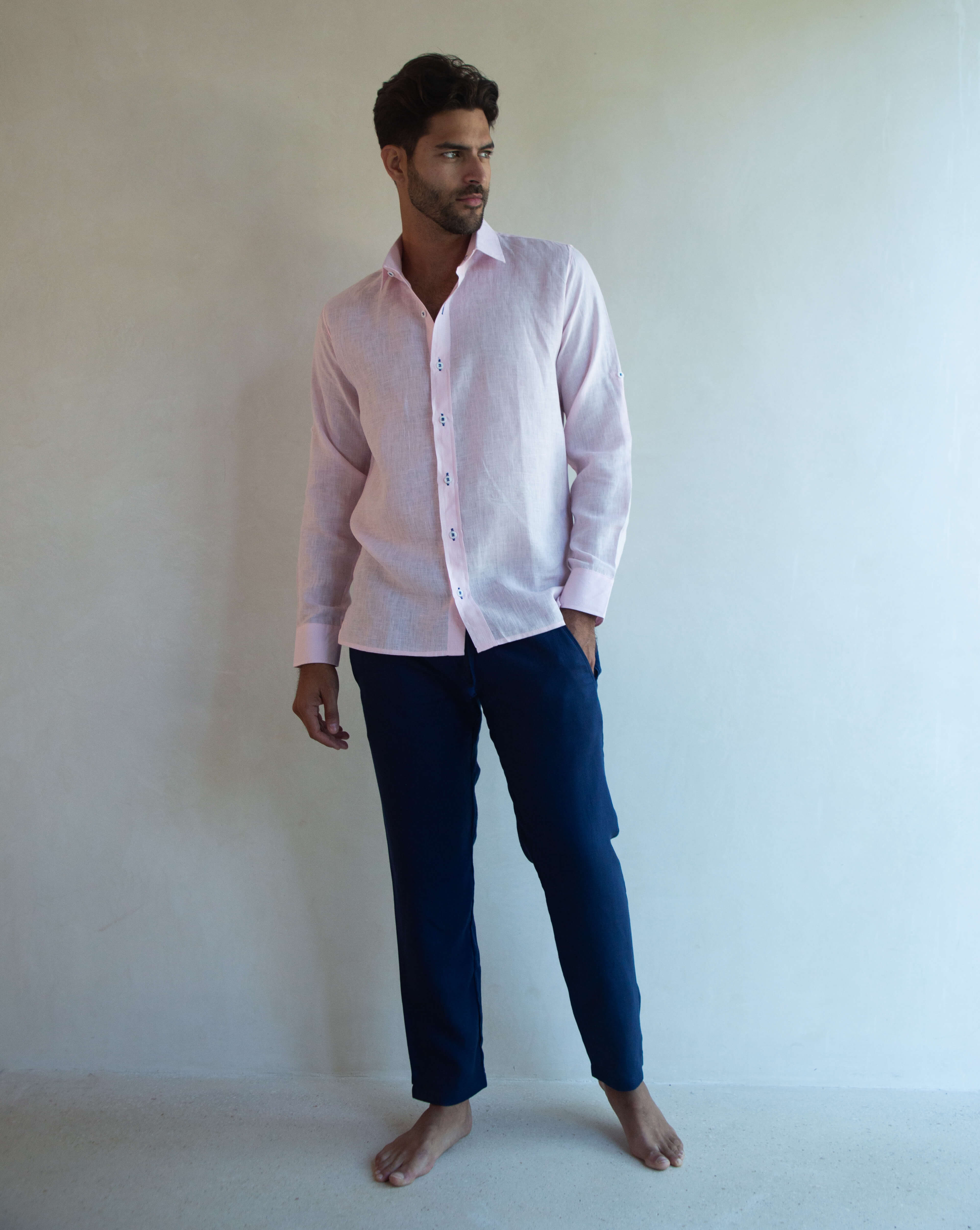 SARDINIA Linen Pant - Navy Blue - CRASQI