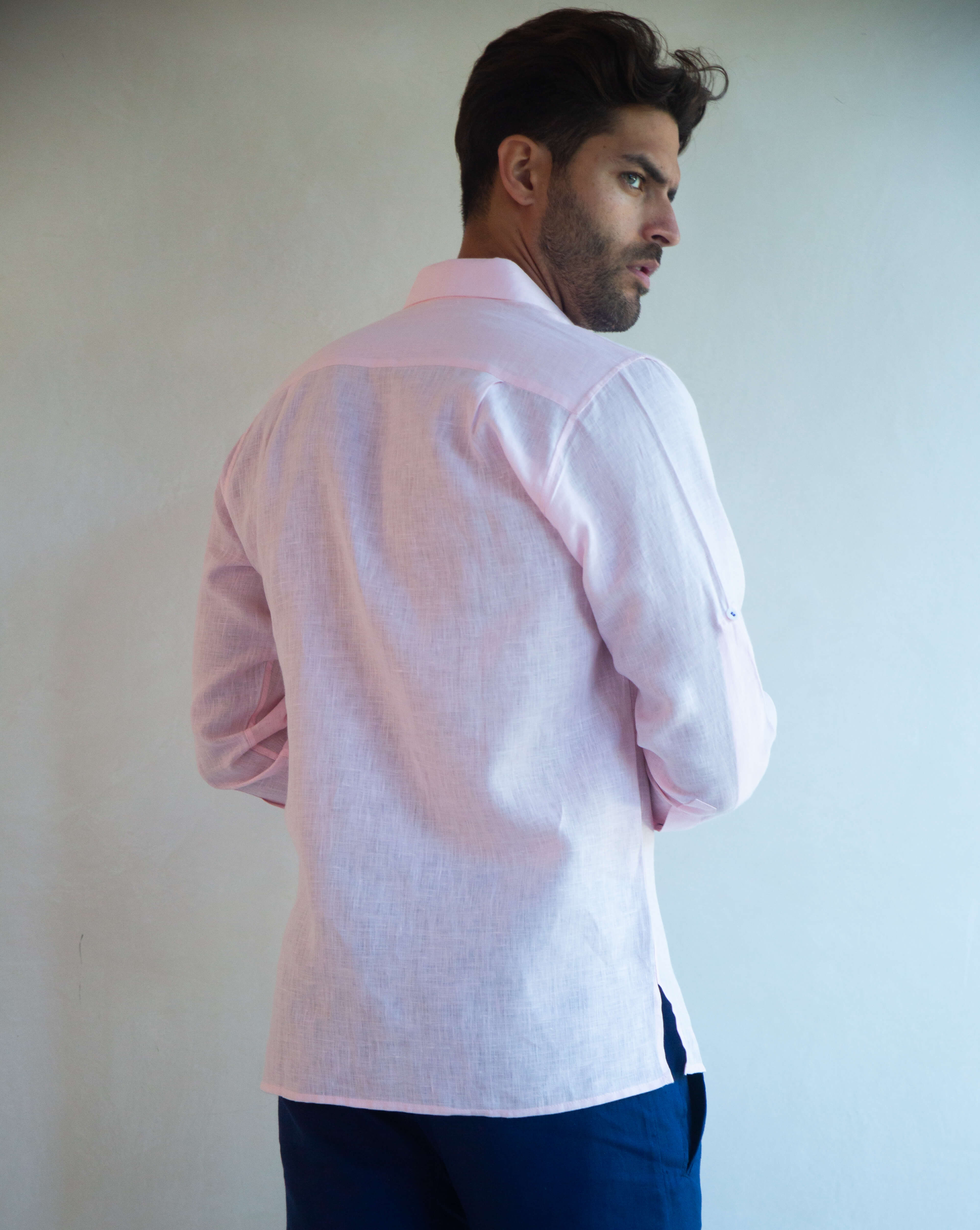 MALLORCA Linen Shirt - Pink/Lilac - CRASQI