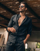 MENORCA Linen Shirt - Black/Black - CRASQI