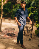 SARDINIA Linen Pant - Navy Blue - CRASQI