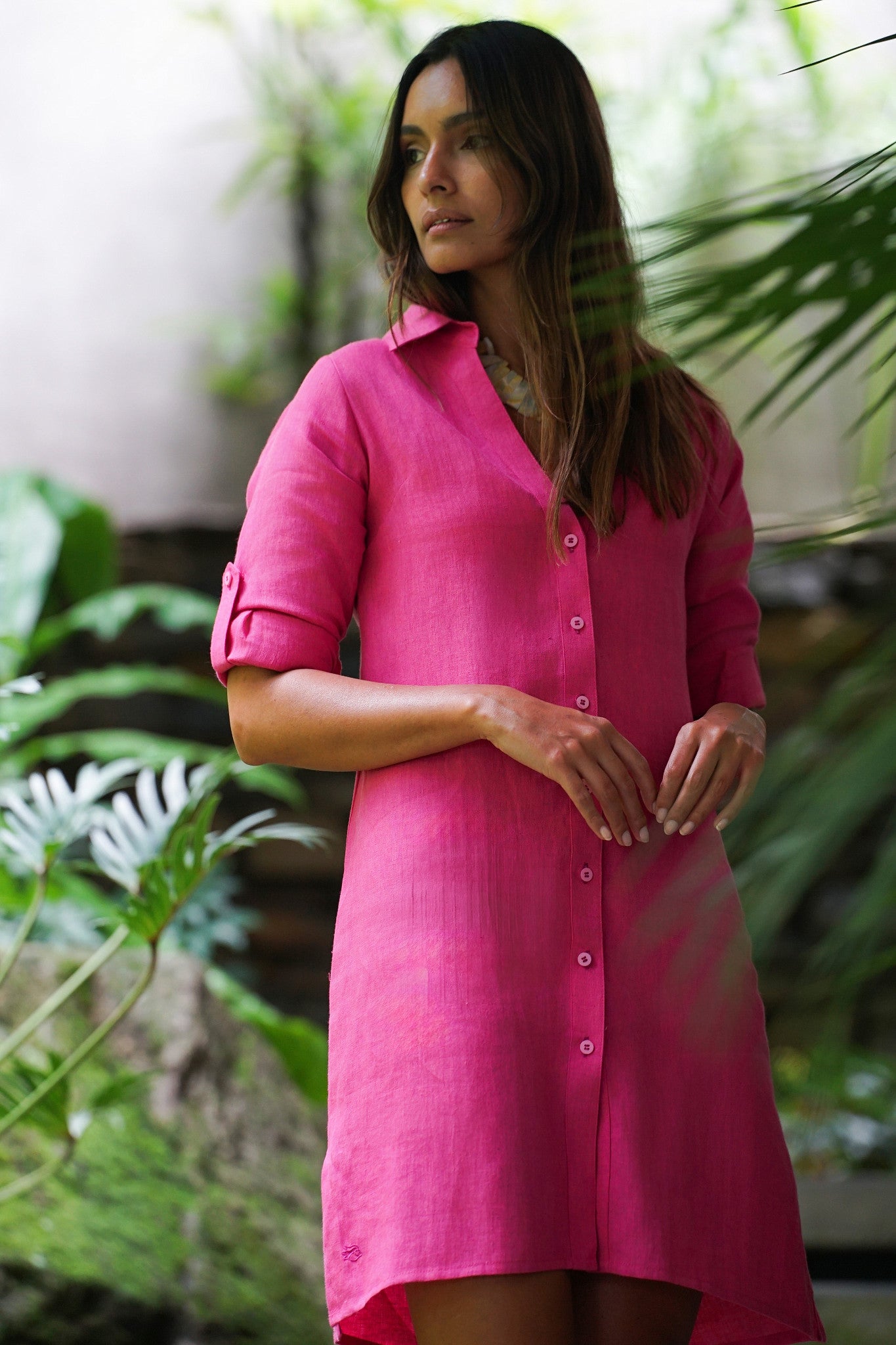 Shirt dress - Fucsia - CRASQI
