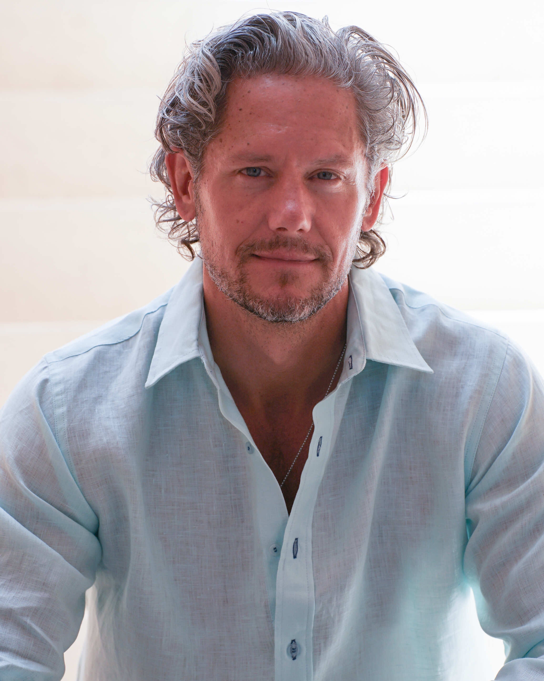 MALLORCA Linen Shirt - Acqua/Dark Blue - CRASQI