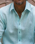 MALLORCA Linen Shirt - Acqua/Dark Blue - CRASQI