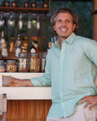 MALLORCA Linen Shirt - Light Green/Dark Jade - CRASQI