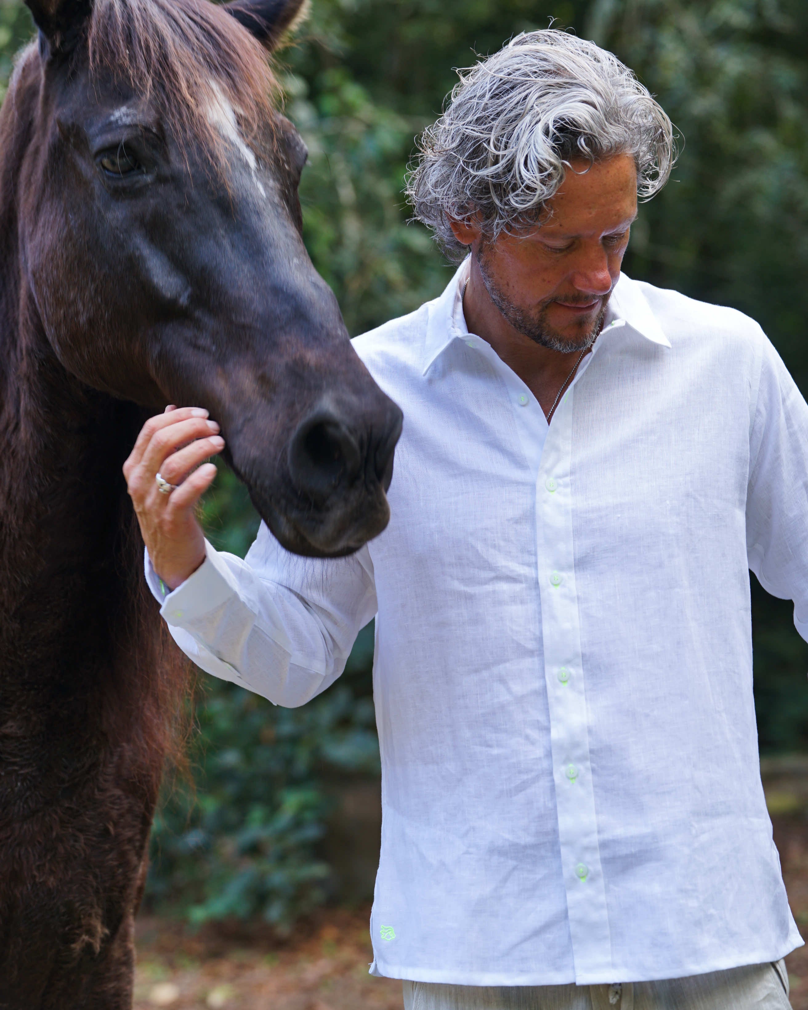 MALLORCA Linen Shirt - White/Neon Yellow - CRASQI