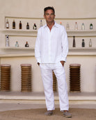 MALLORCA Linen Shirt - White/Neon Yellow - CRASQI