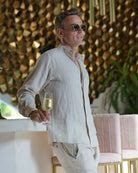 MENORCA Linen Shirt - Sand/Neon Yellow - CRASQI