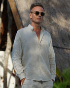 MENORCA Linen Shirt - Sand/Neon Yellow - CRASQI