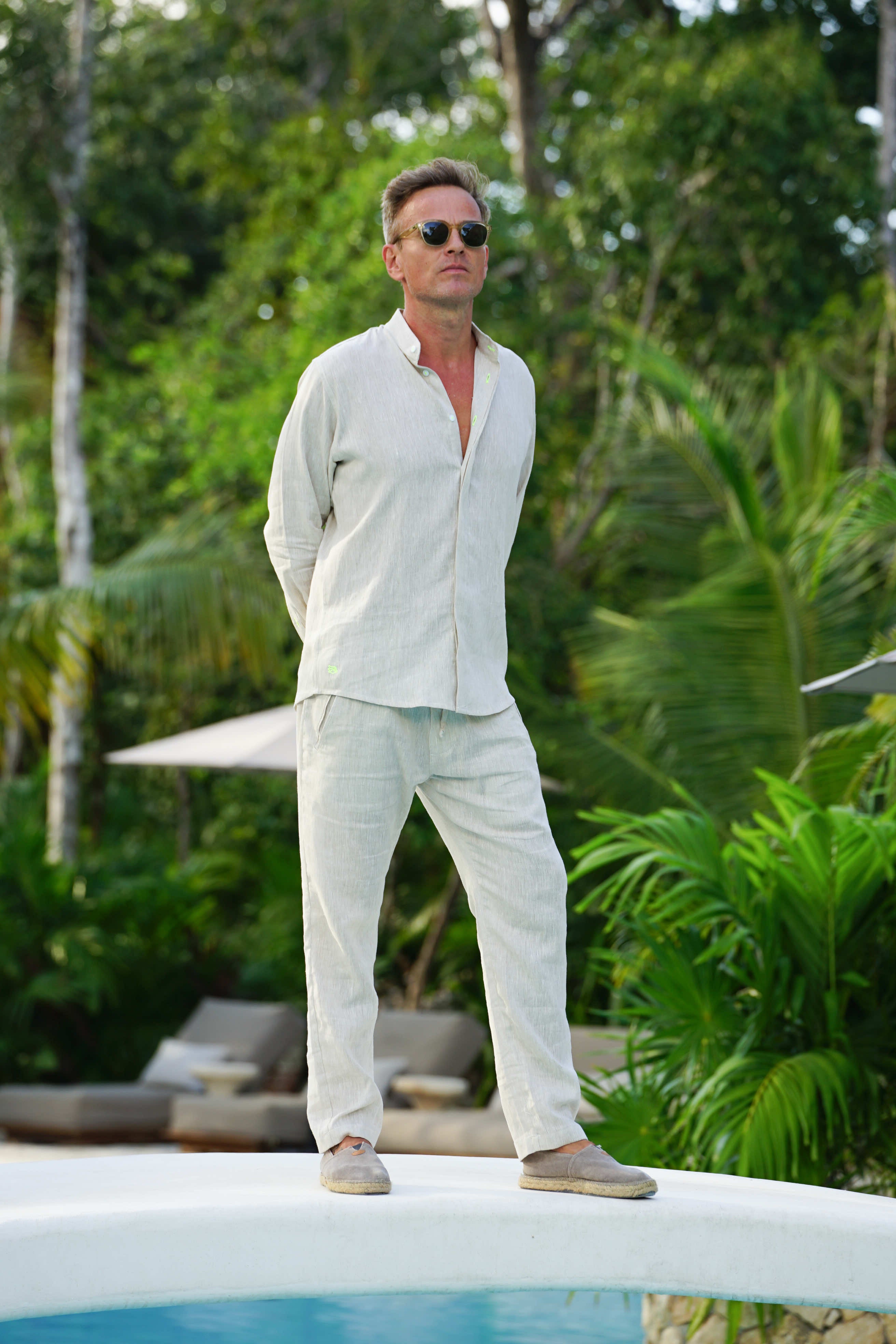 MENORCA Linen Shirt - Sand/Neon Yellow - CRASQI