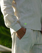 MENORCA Linen Shirt - Sand/Neon Yellow - CRASQI
