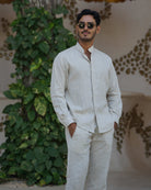 MENORCA Linen Shirt - Sand/Neon Yellow - CRASQI