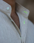 MENORCA Linen Shirt - Sand/Neon Yellow - CRASQI
