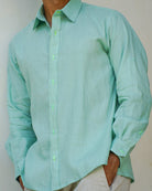 MALLORCA Linen Shirt - Light Green/Dark Jade - CRASQI