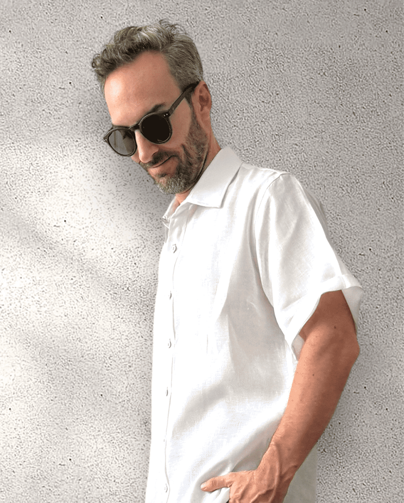 MARBELLA Linen Shirt - White/Royal Blue - CRASQI