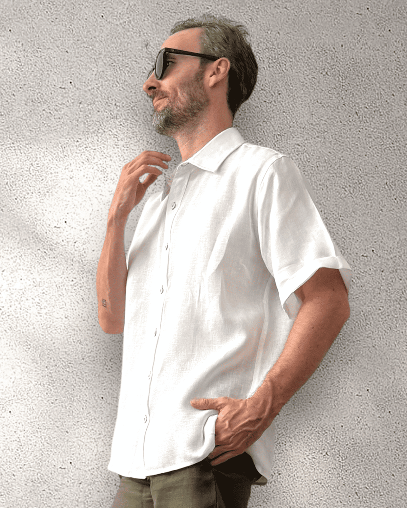 MARBELLA Linen Shirt - White/Royal Blue - CRASQI