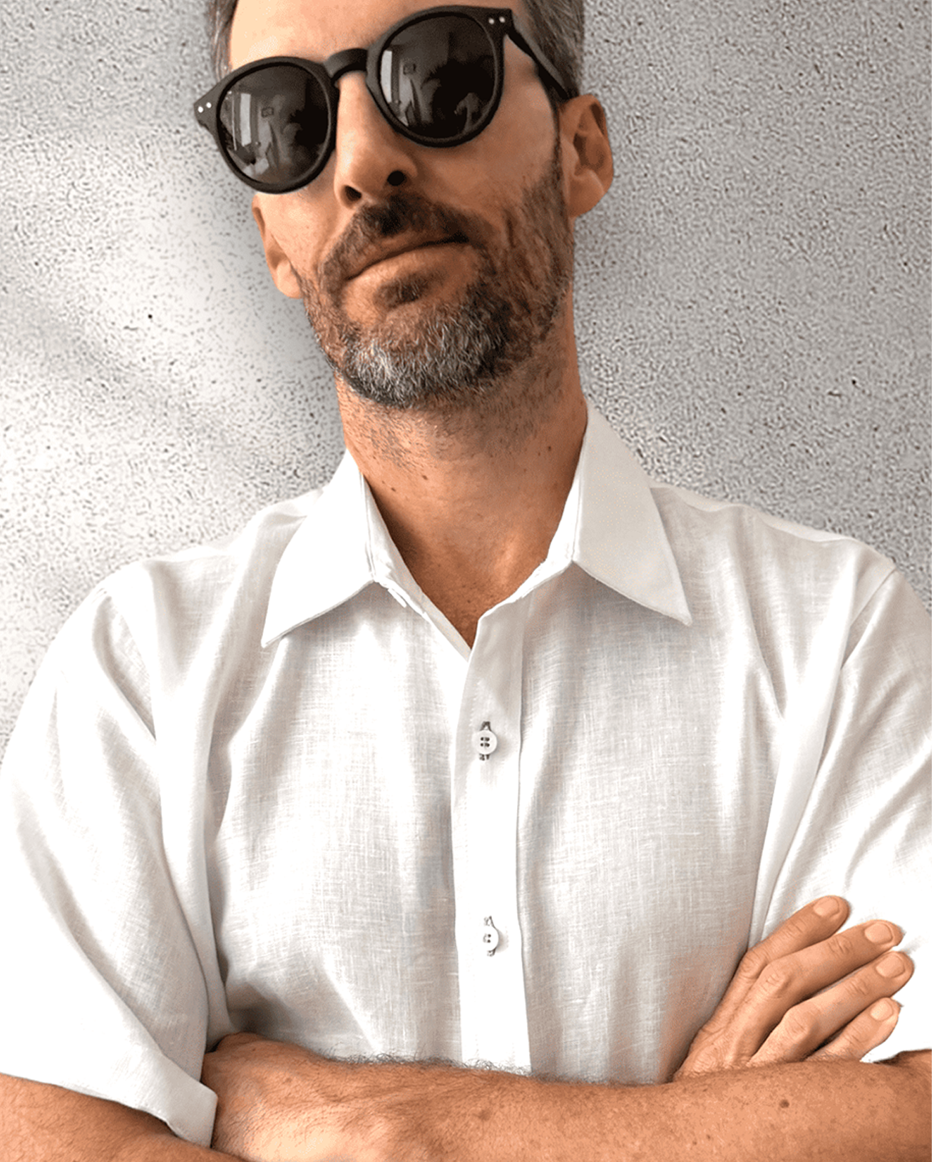 MARBELLA Linen Shirt - White/Royal Blue - CRASQI