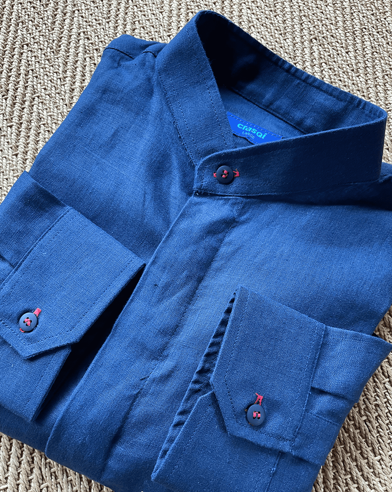 MENORCA Linen Shirt - Navy/Red - CRASQI