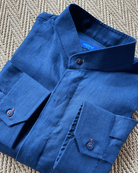 MENORCA Linen Shirt - Navy/Red - CRASQI