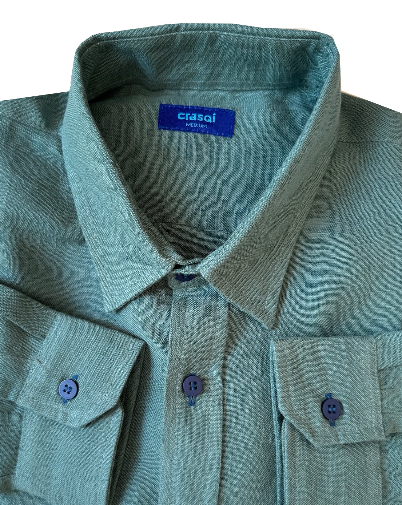MALLORCA Linen Shirt - Forest Green/Blue - CRASQI