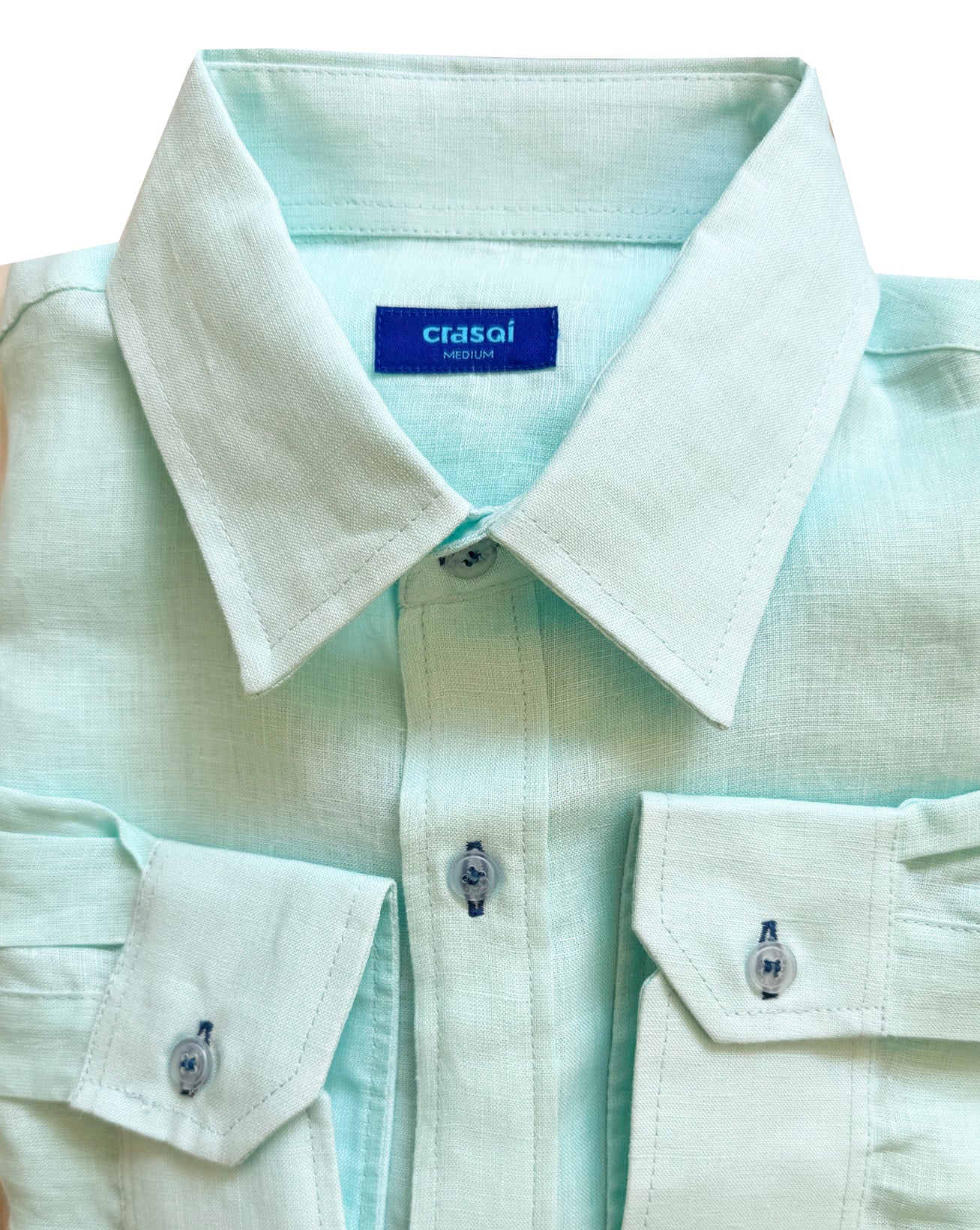 MALLORCA Linen Shirt - Acqua/Dark Blue - CRASQI