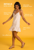 BORA-BORA Linen Dress - White - CRASQI