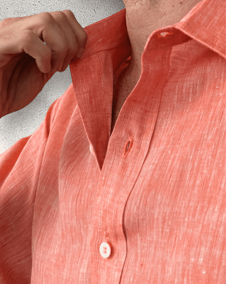 MALLORCA Linen Shirt - Sunrise Orange/Neon Orange - CRASQI
