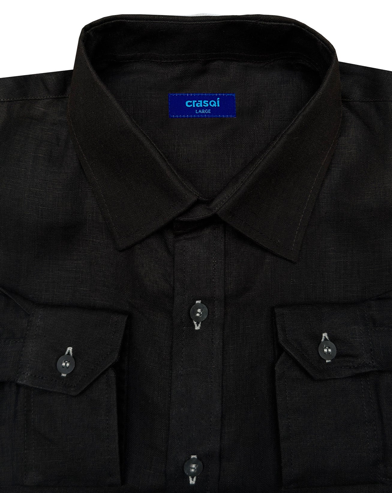MALLORCA Linen Shirt - Black/Dark Grey - CRASQI
