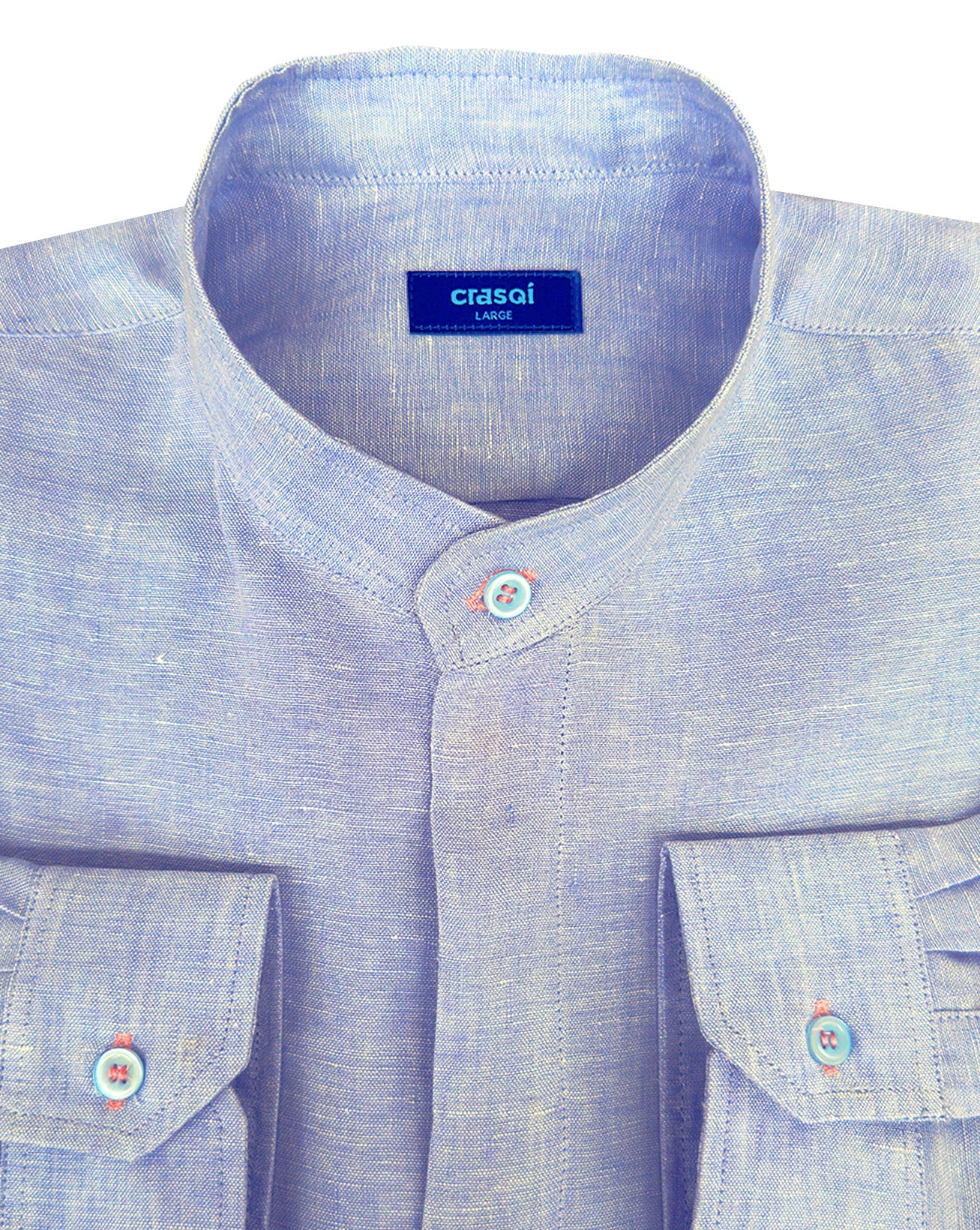 MENORCA Linen Shirt - Azul Cielo/Pink/Blue - CRASQI