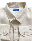 MALLORCA Linen Shirt - Sand/Light Sage - CRASQI
