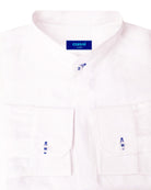 MENORCA Linen Shirt - White/Royal Blue - CRASQI