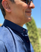 MENORCA Linen Shirt - Navy/Red - CRASQI