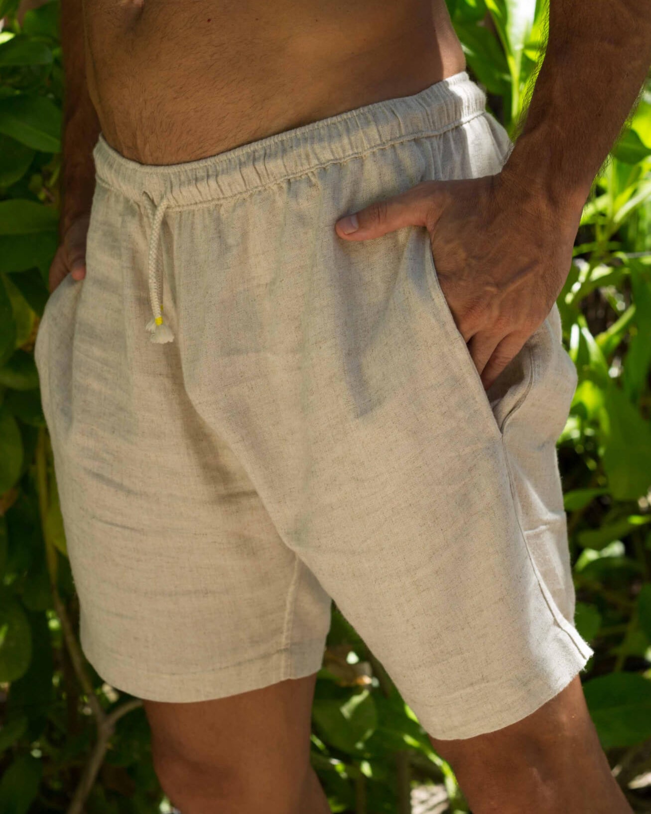 TODOS SANTOS  Linen Shorts - Beige - CRASQI